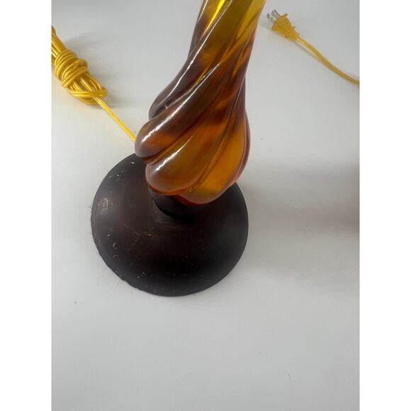 Vintage MCM Lamps Brown Amber Living Room Decor Beige Lamp Shade Set of 2 - Picture 5 of 14